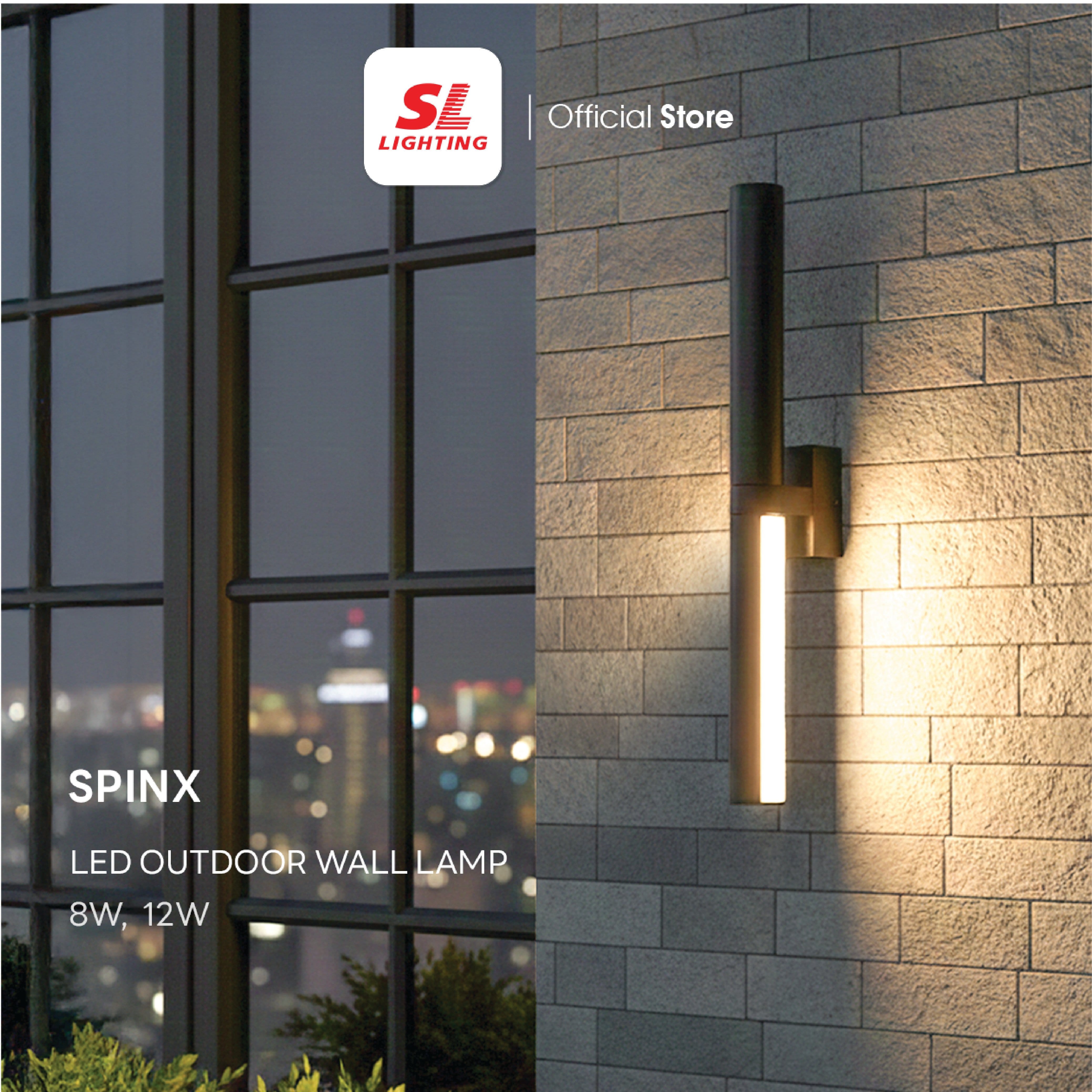 ไฟผนังภายนอก LED SL LIGHTING SPINX 8 วัตต์ WARM WHITE สีดำ ส่อง 2 ทาง