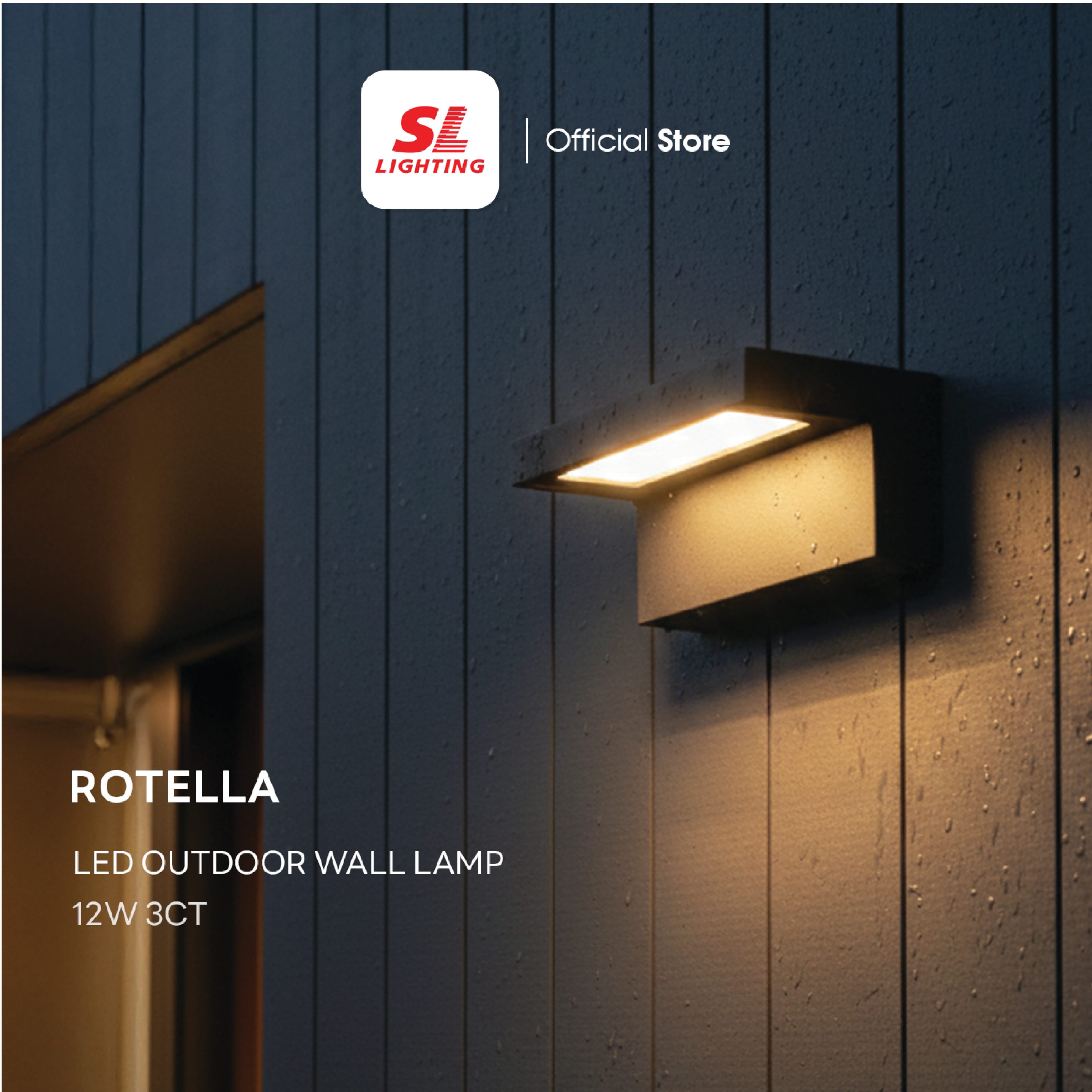 ไฟผนังภายนอก LED SL LIGHTING ROTELLA 12 วัตต์ เปลี่ยนได้ 3 แสง สีดำ