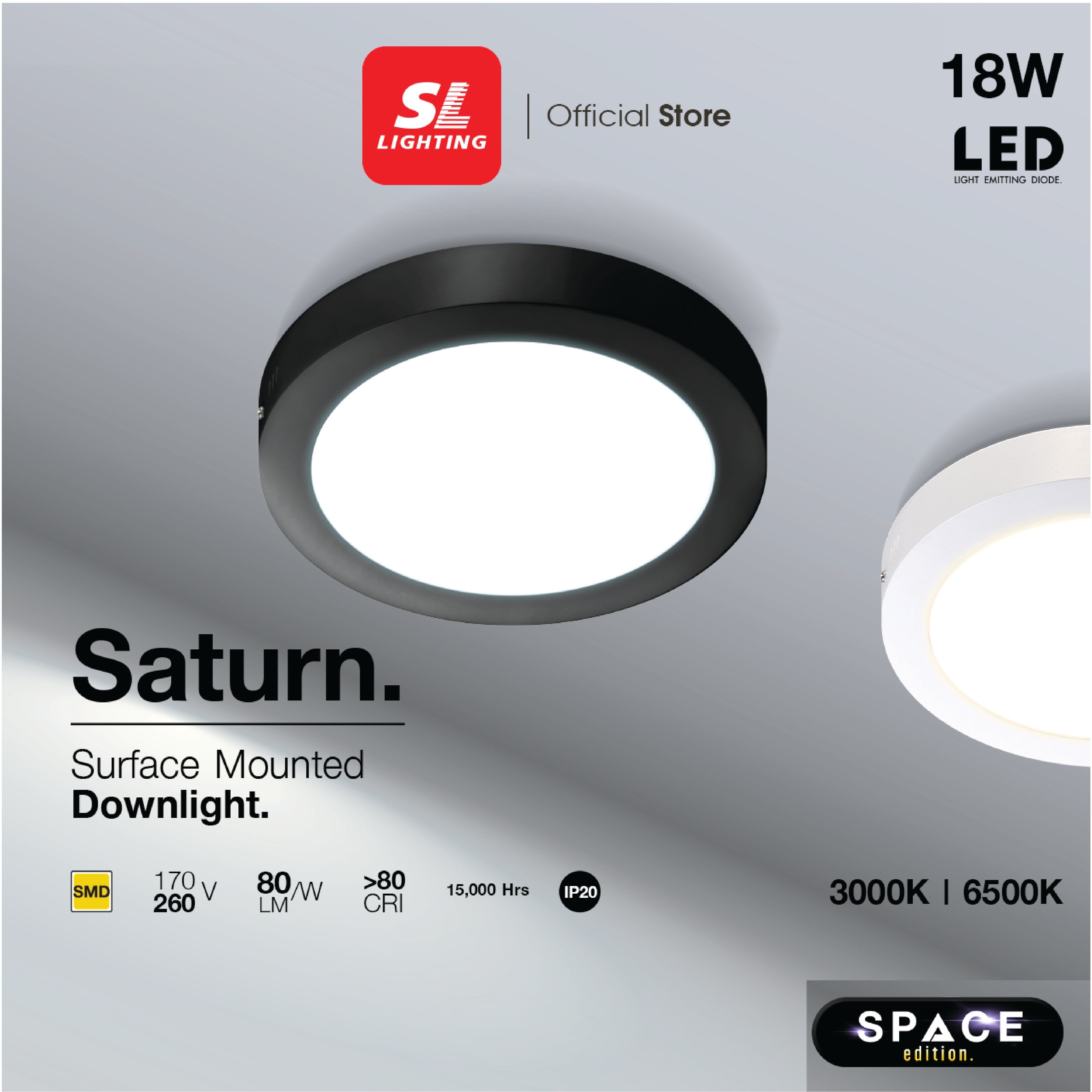 ดาวน์ไลท์ LED SL LIGHTING SATURN-SM กลม 18 วัตต์ DAYLIGHT สีดำ