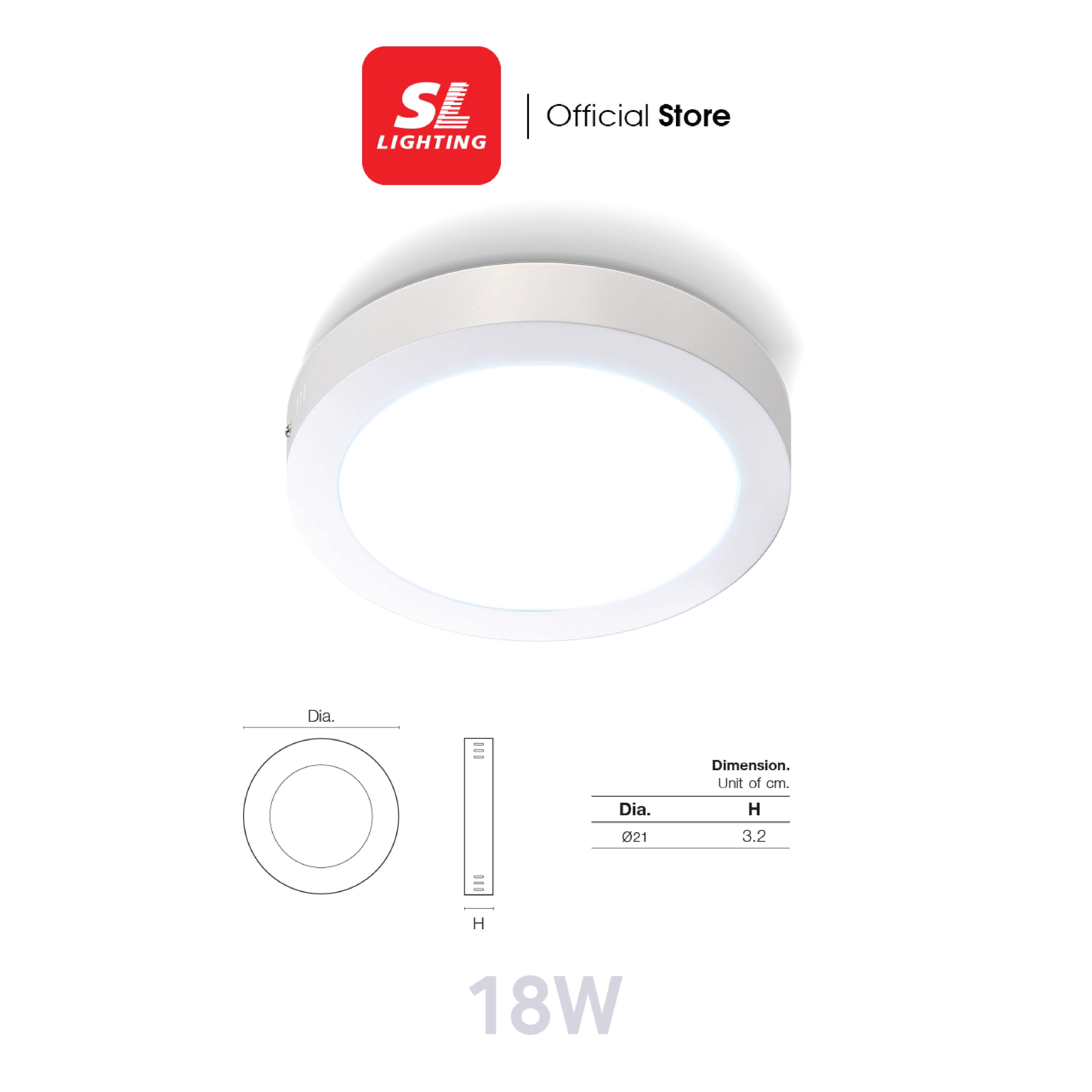 ดาวน์ไลท์ LED SL LIGHTING SATURN-SM กลม 18 วัตต์ DAYLIGHT สีขาว