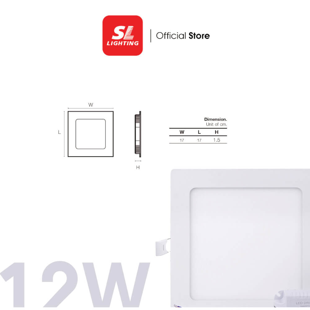 ดาวน์ไลท์ LED SL LIGHTING SATURN สี่เหลี่ยม 12 วัตต์ DAY LIGHT สีขาว_2