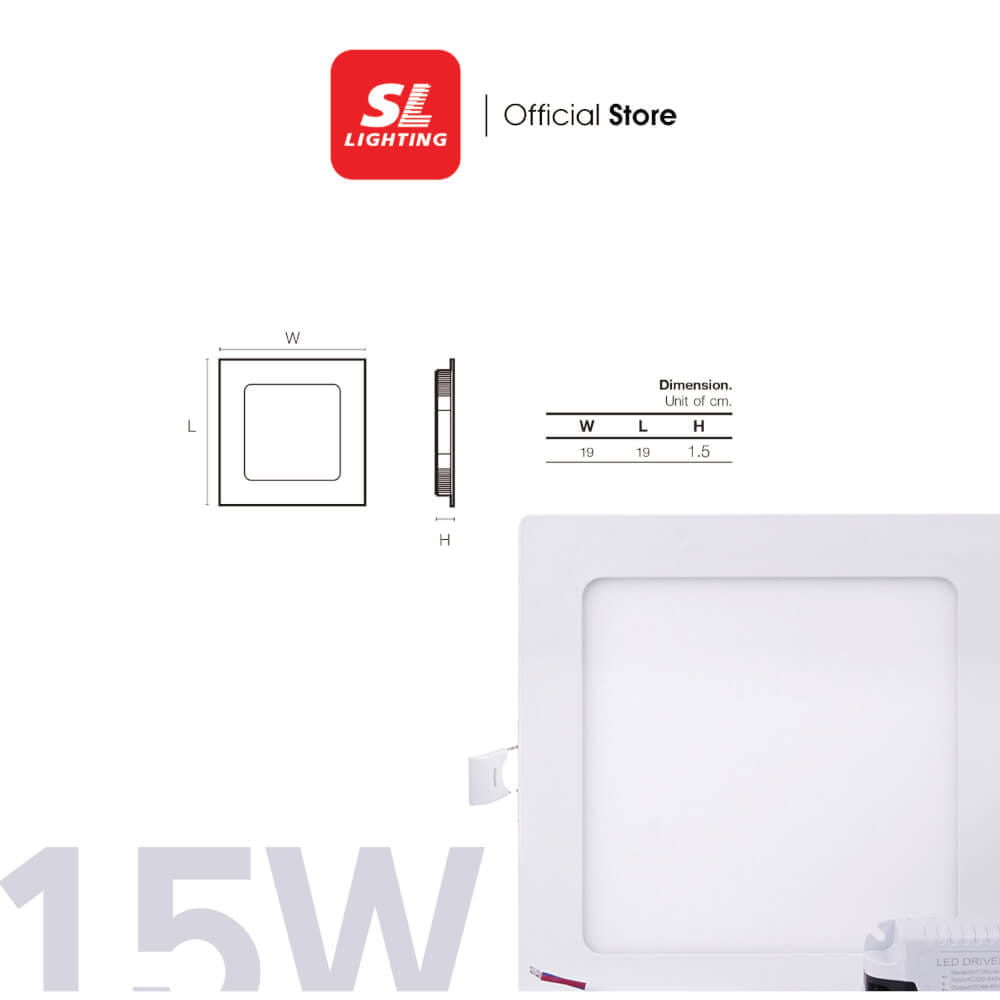 ดาวน์ไลท์ LED SL LIGHTING SATURN สี่เหลี่ยม 15 วัตต์ COOL WHITE สีขาว_2