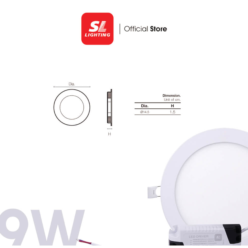 ดาวน์ไลท์ LED SL LIGHTING SATURN กลม 9 วัตต์ COOL WHITE สีขาว_2