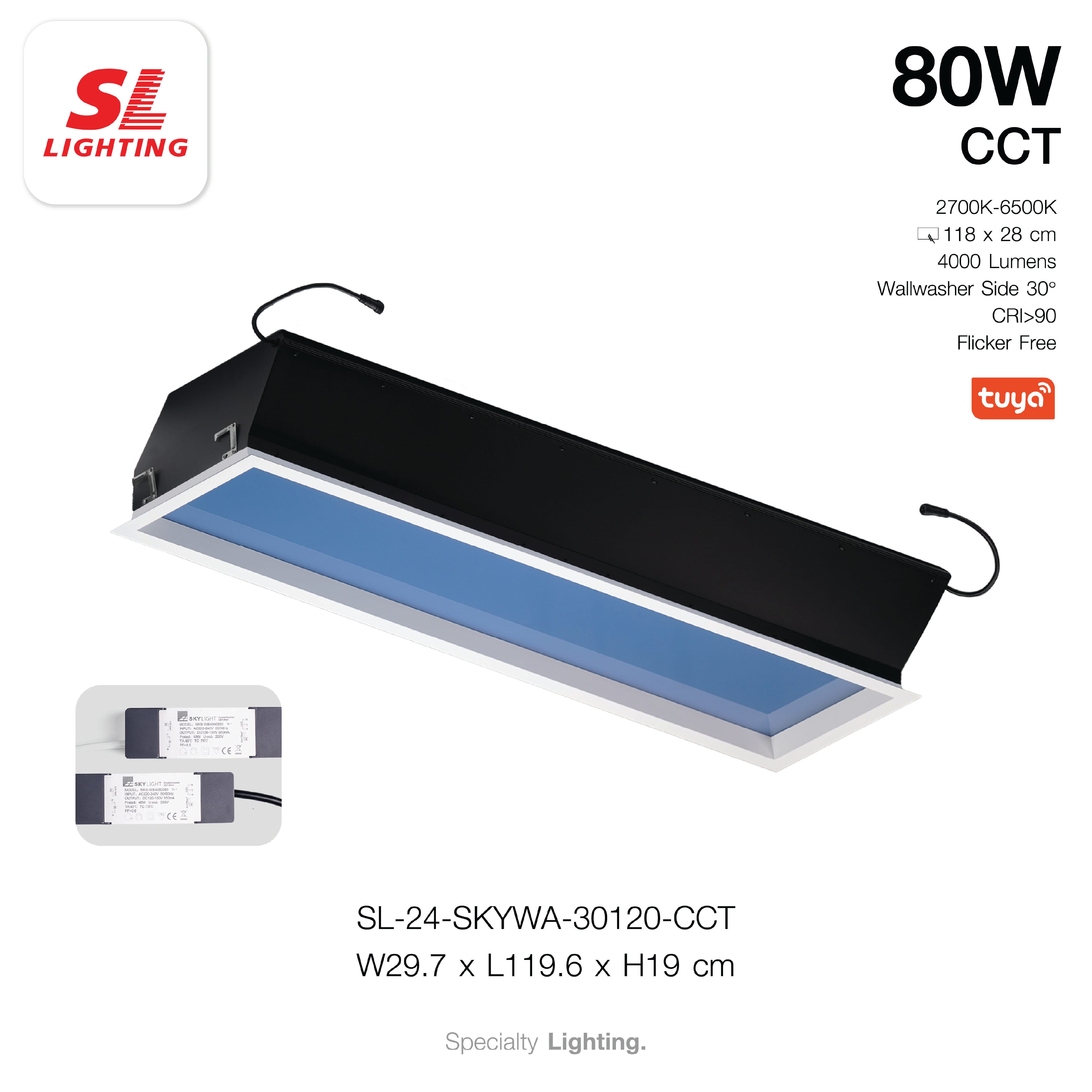 โคมไฟฝังเพดานเสมือนท้องฟ้าจริง SL LIGHTING SKYWA 30x120 ซม. 80W CCT สีขาว_6