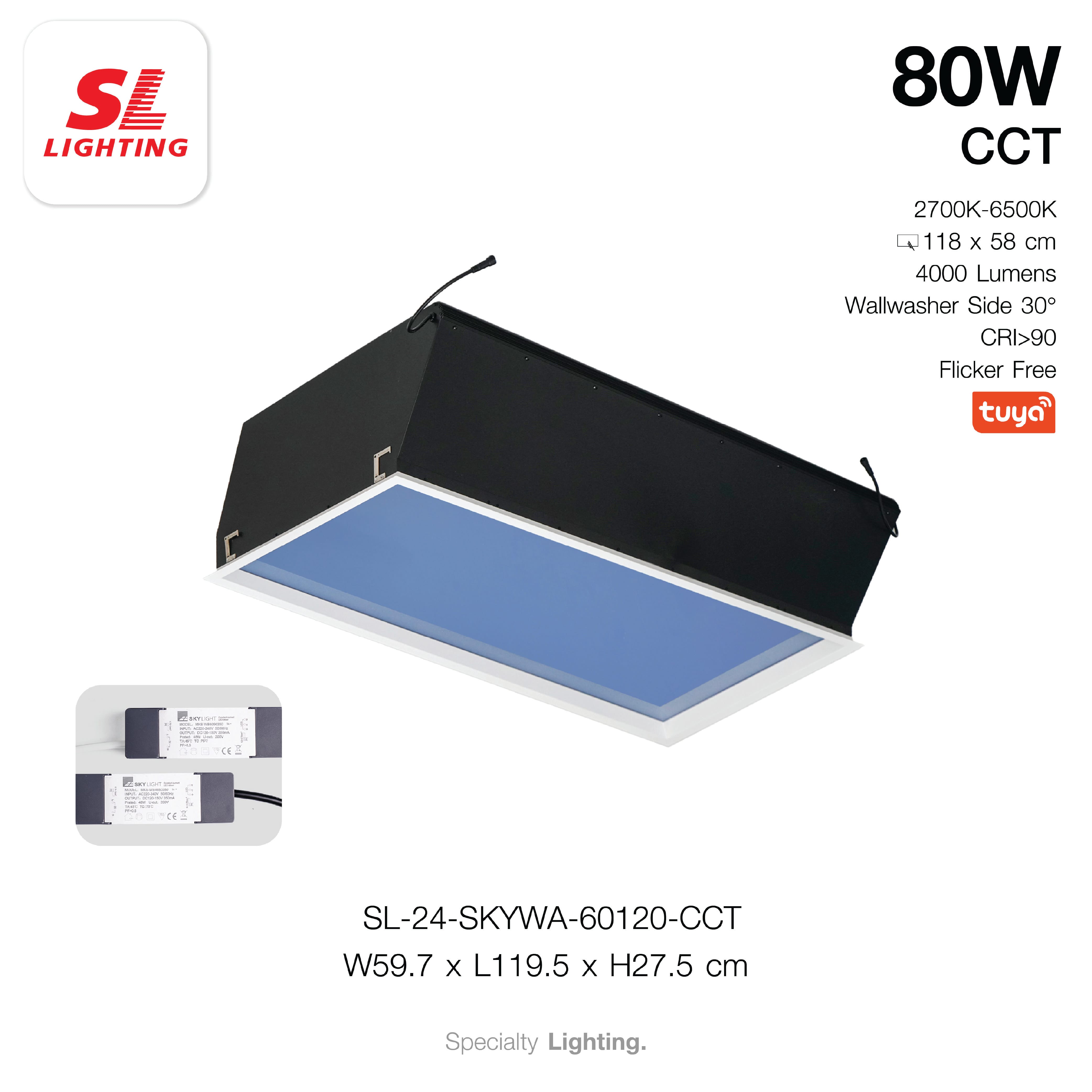 โคมไฟฝังเพดานเสมือนท้องฟ้าจริง SL LIGHTING SKYWA 60x120 ซม. 80W CCT สีขาว_6