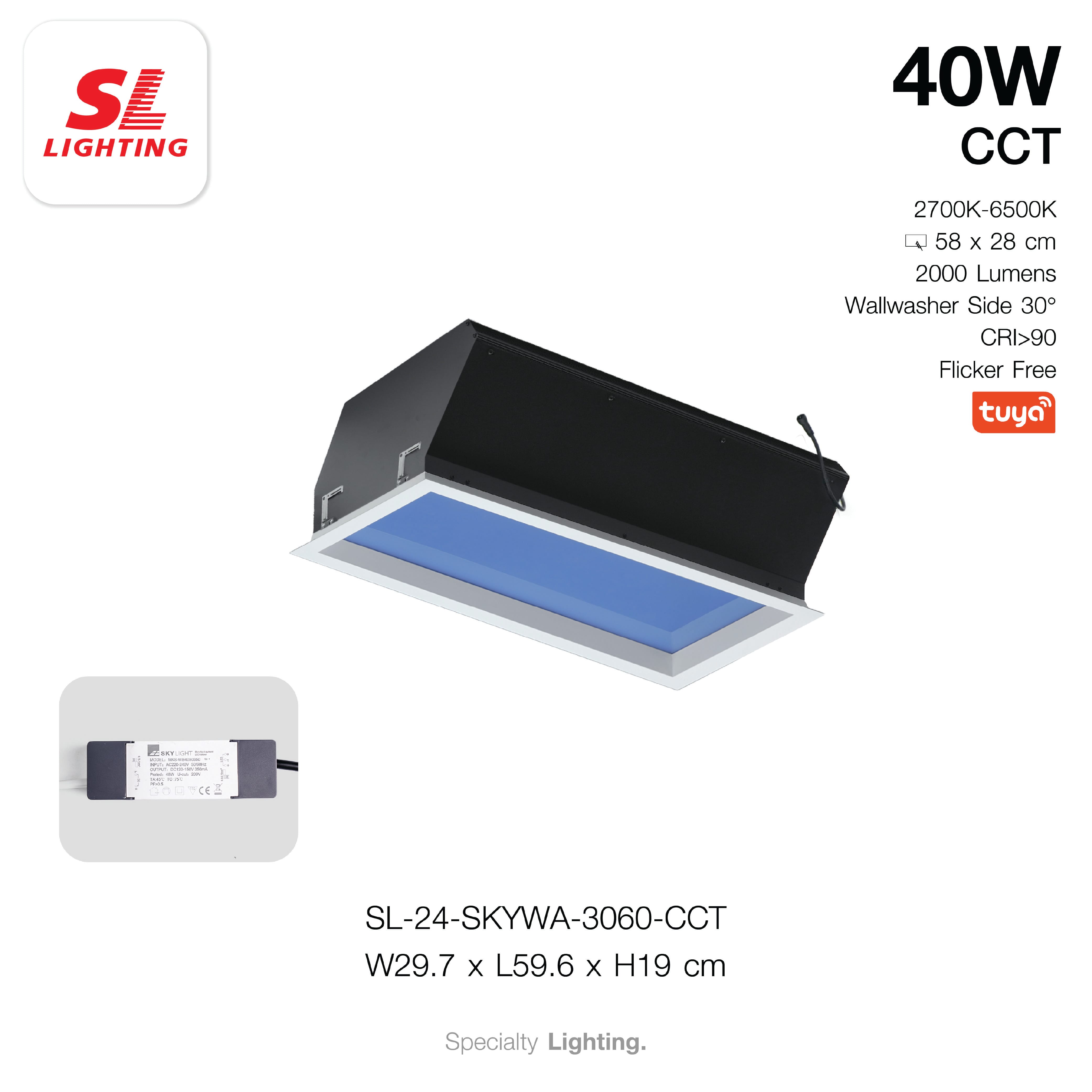 โคมไฟฝังเพดานเสมือนท้องฟ้าจริง SL LIGHTING SKYWA 30x60 ซม. 40W CCT สีขาว_6