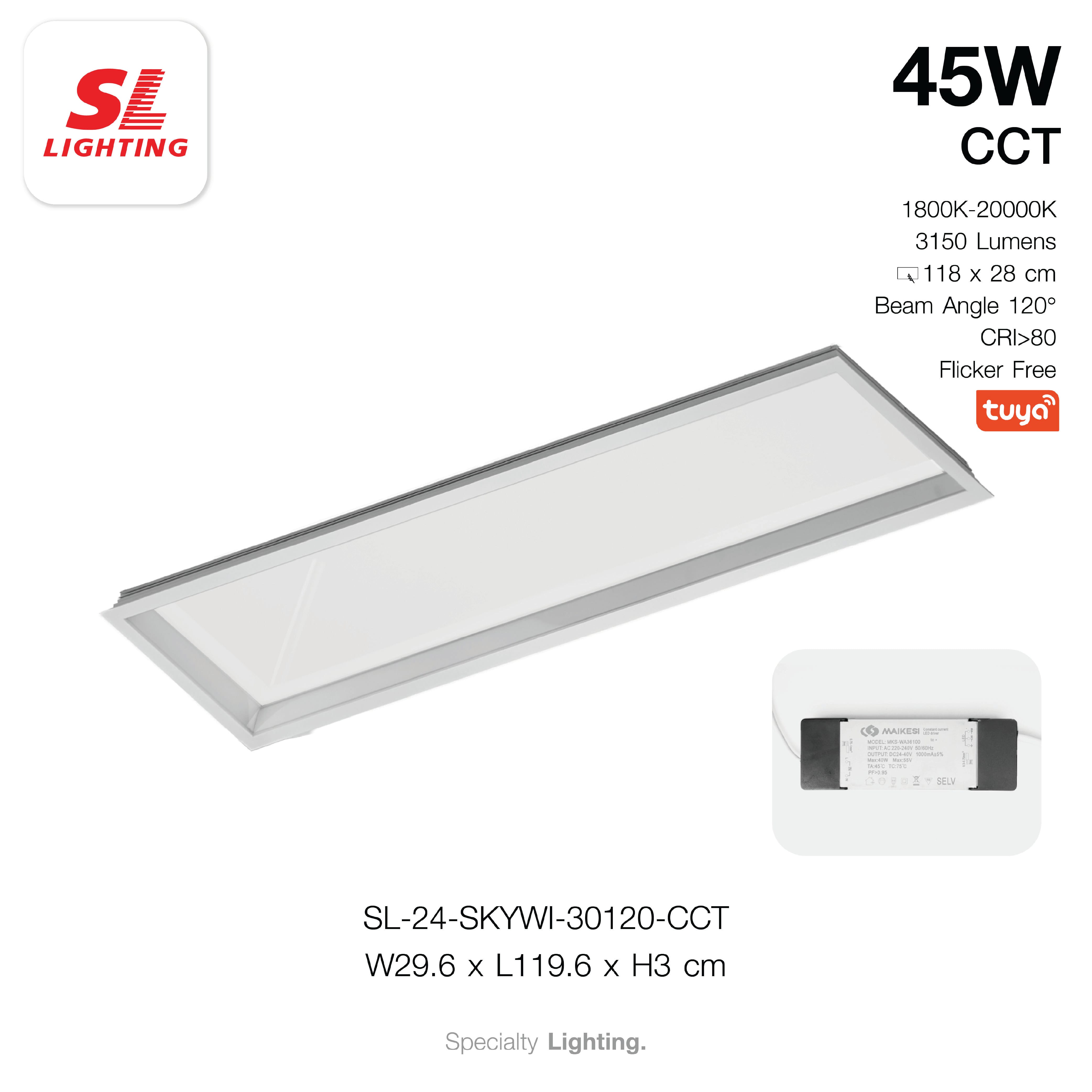 โคมไฟฝังเพดานเสมือนท้องฟ้าจริง SL LIGHTING SKYWI 30x120 ซม. 45W CCT Circadian สีขาว_6