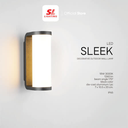 ไฟผนังภายนอก LED SL LIGHTING SLEEK 18 วัตต์ WARM WHITE สีดำ_6