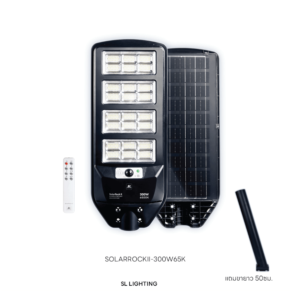 ไฟถนน SOLAR SL LIGHTING SOLARROCKII 300 วัตต์ DAYLIGHT สีดำ