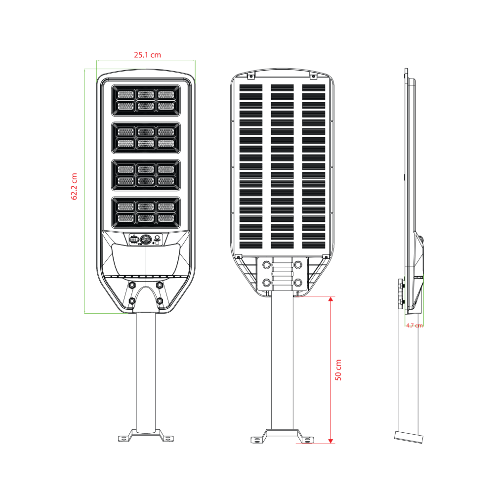 ไฟถนน SOLAR SL LIGHTING SOLARROCKII 300 วัตต์ DAYLIGHT สีดำ