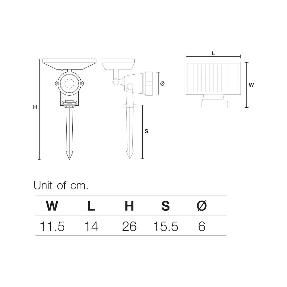 ไฟส่องต้นไม้ SOLAR SL LIGHTING 5 วัตต์ WARM WHITE สีดำ