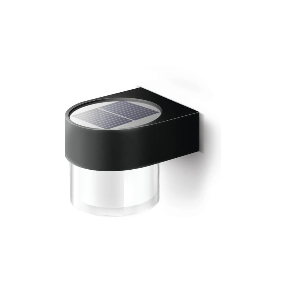 ไฟผนังภายนอก SOLAR SL LIGHTING RPC 2 วัตต์ WARM WHITE/DAY LIGHT ทรงกลม สีดำ