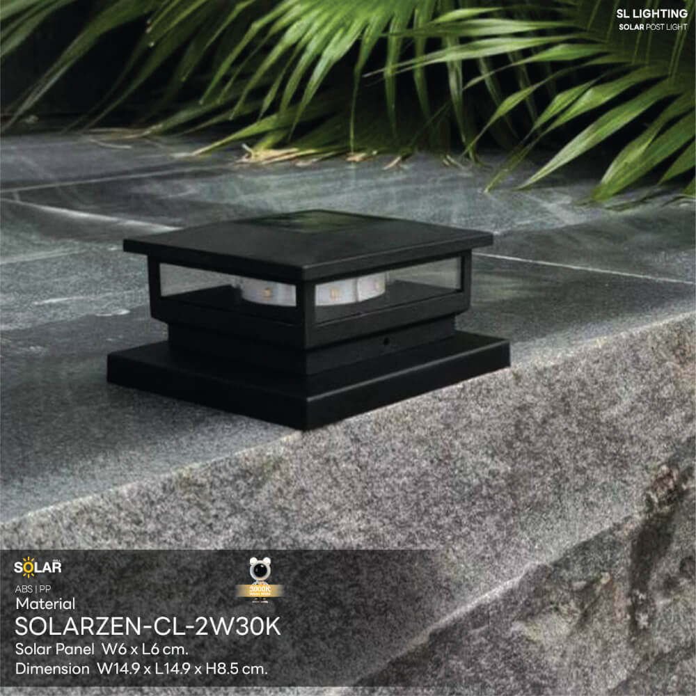 ไฟหัวเสา SOLAR SL LIGHTING SOLARZEN 2 วัตต์ WARM WHITE สีใส