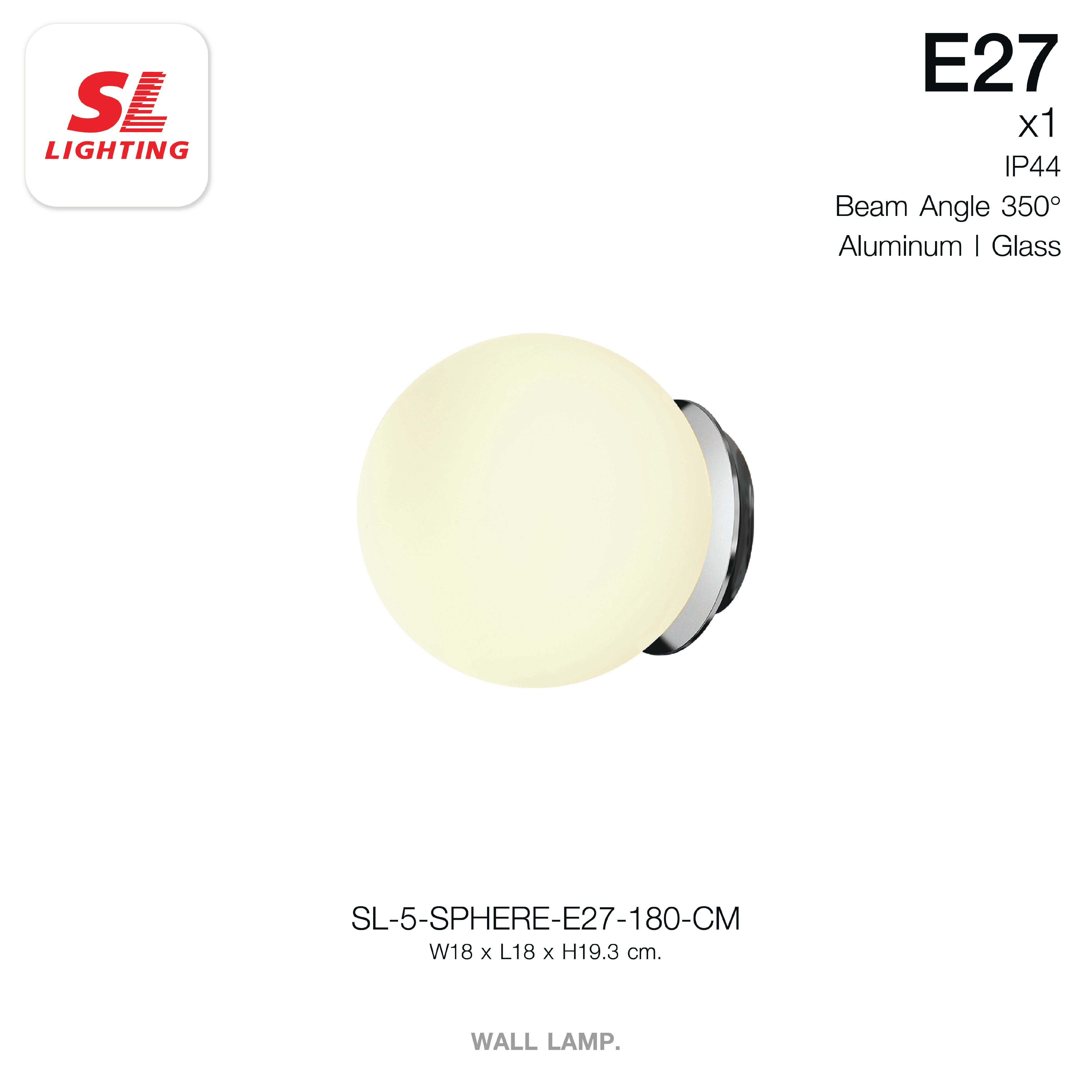 ไฟกิ่งภายใน SL LIGHTING SPHERE E27 18 ซม. สีโครเมียม