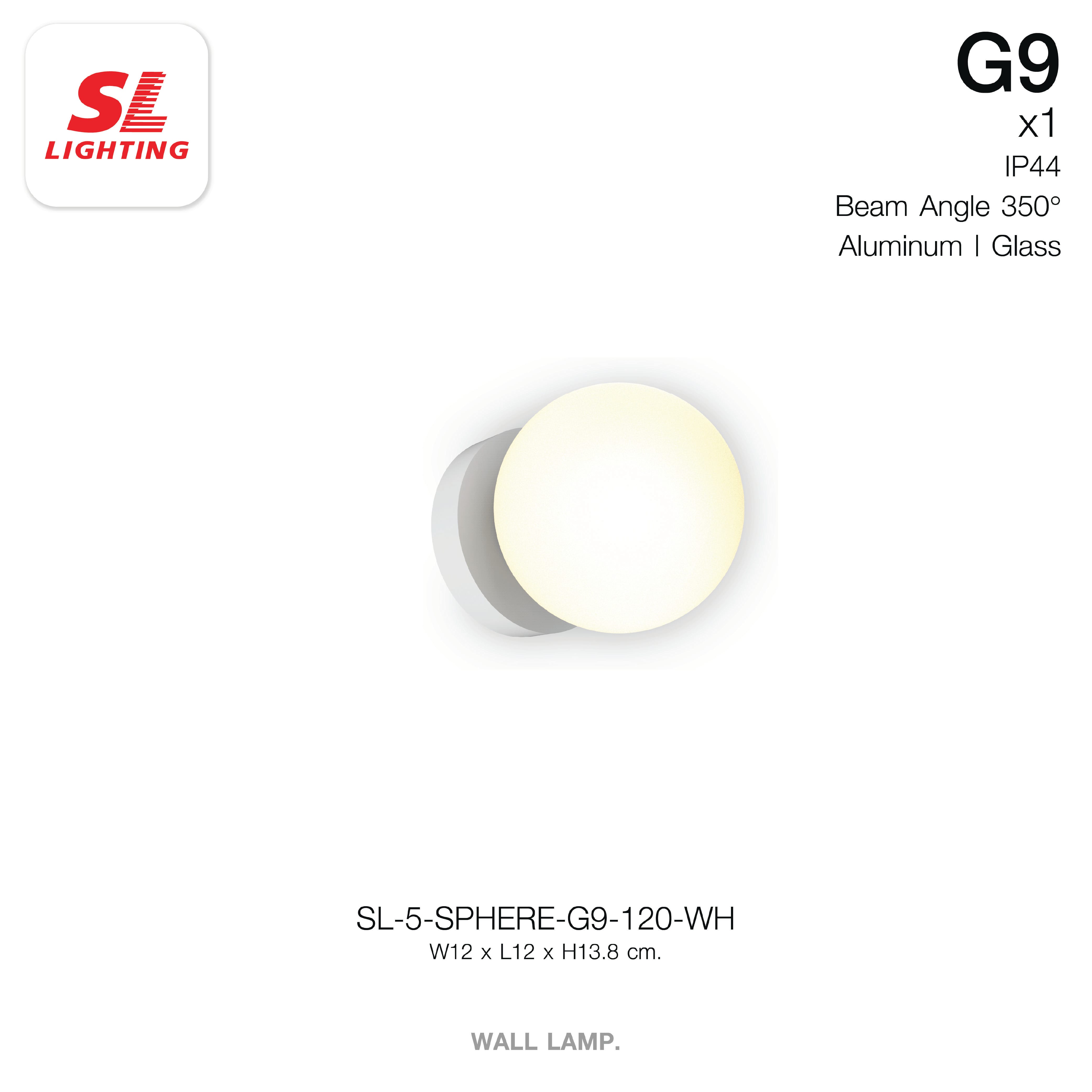 ไฟกิ่งภายใน SL LIGHTING SPHERE G9 12 ซม. สีขาว