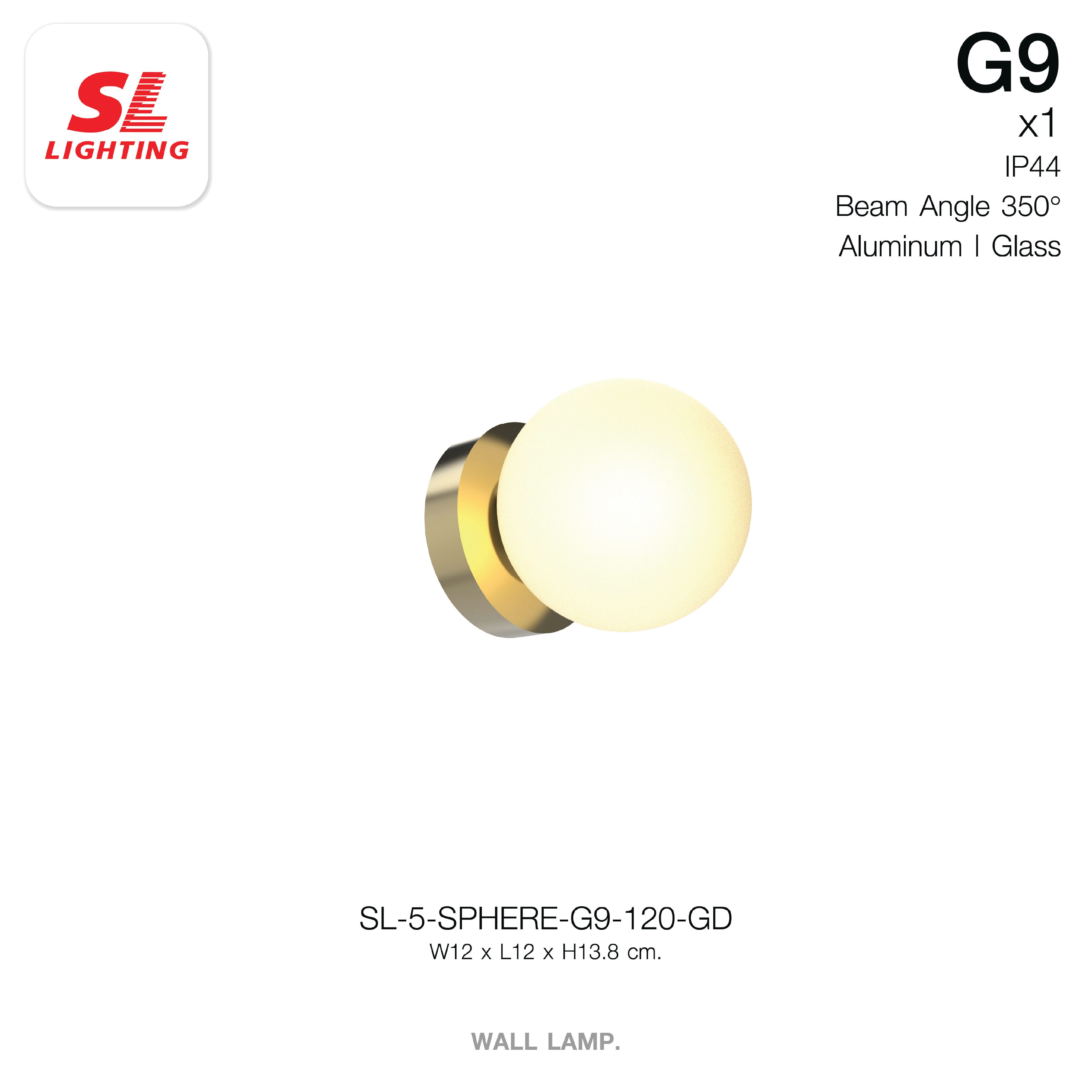ไฟกิ่งภายใน SL LIGHTING SPHERE G9 12 ซม. สีทอง_5