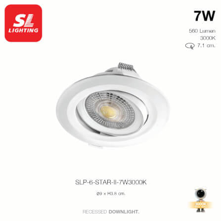 ดาวน์ไลท์ LED SL LIGHTING STAR-II 7 วัตต์ WARM WHITE สีขาว_4
