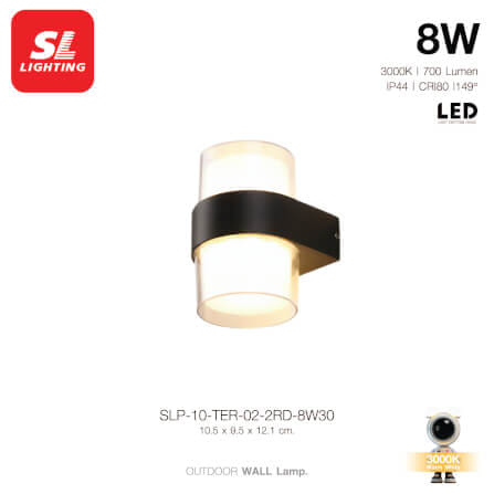 ไฟผนังภายนอก LED SL LIGHTING TER-02-2RD 8 วัตต์ WARM WHITE สีดำ (2ทาง)_3
