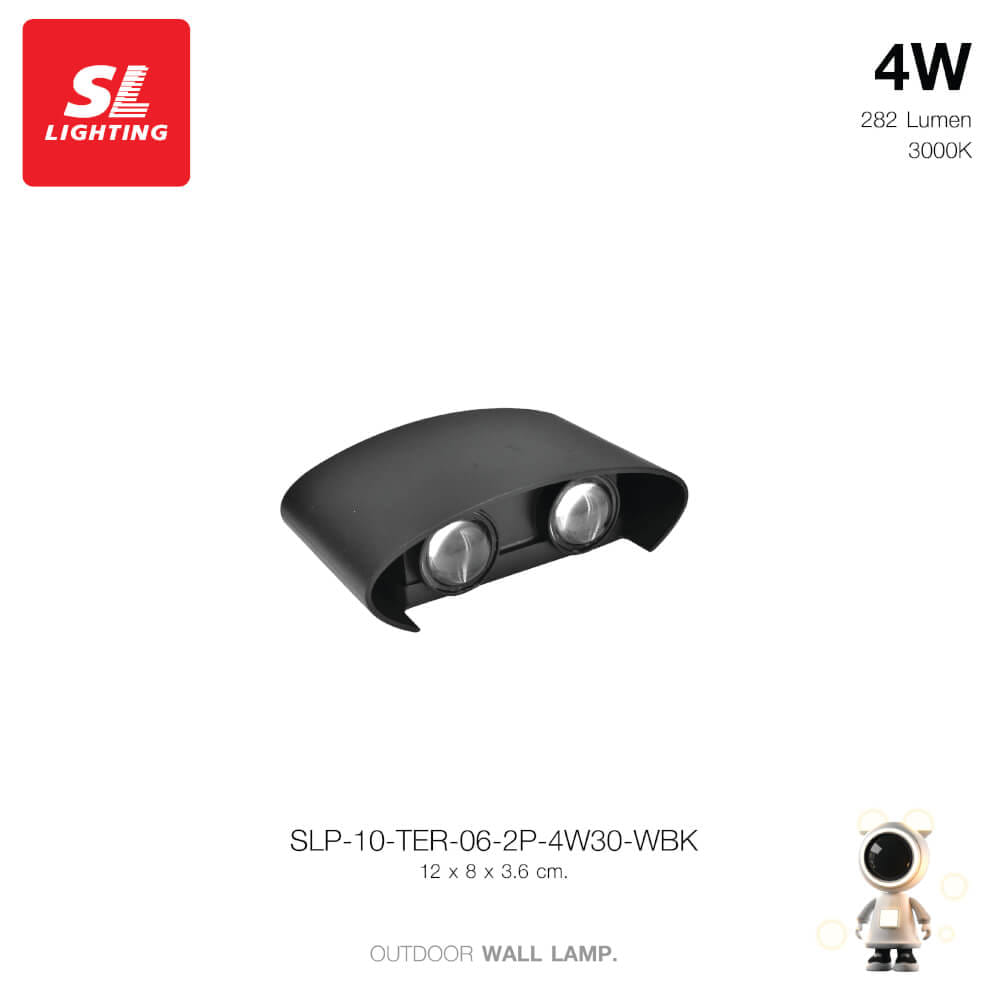 ไฟผนังภายนอก LED SL LIGHTING TER-06-2P 4 วัตต์ WARM WHITE สีดำ