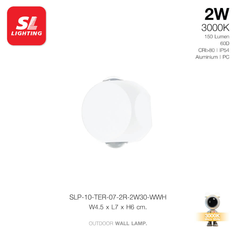 ไฟผนังภายนอก LED SL LIGHTING TER-07-2R 2 วัตต์ WARM WHITE สีขาว