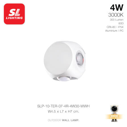 ไฟผนังภายนอก LED SL LIGHTING TER-07-4R 4 วัตต์ WARM WHITE สีขาว_1