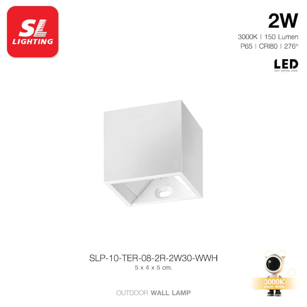 ไฟผนังภายนอก LED SL LIGHTING TER-08 2 วัตต์ WARM WHITE สีขาว
