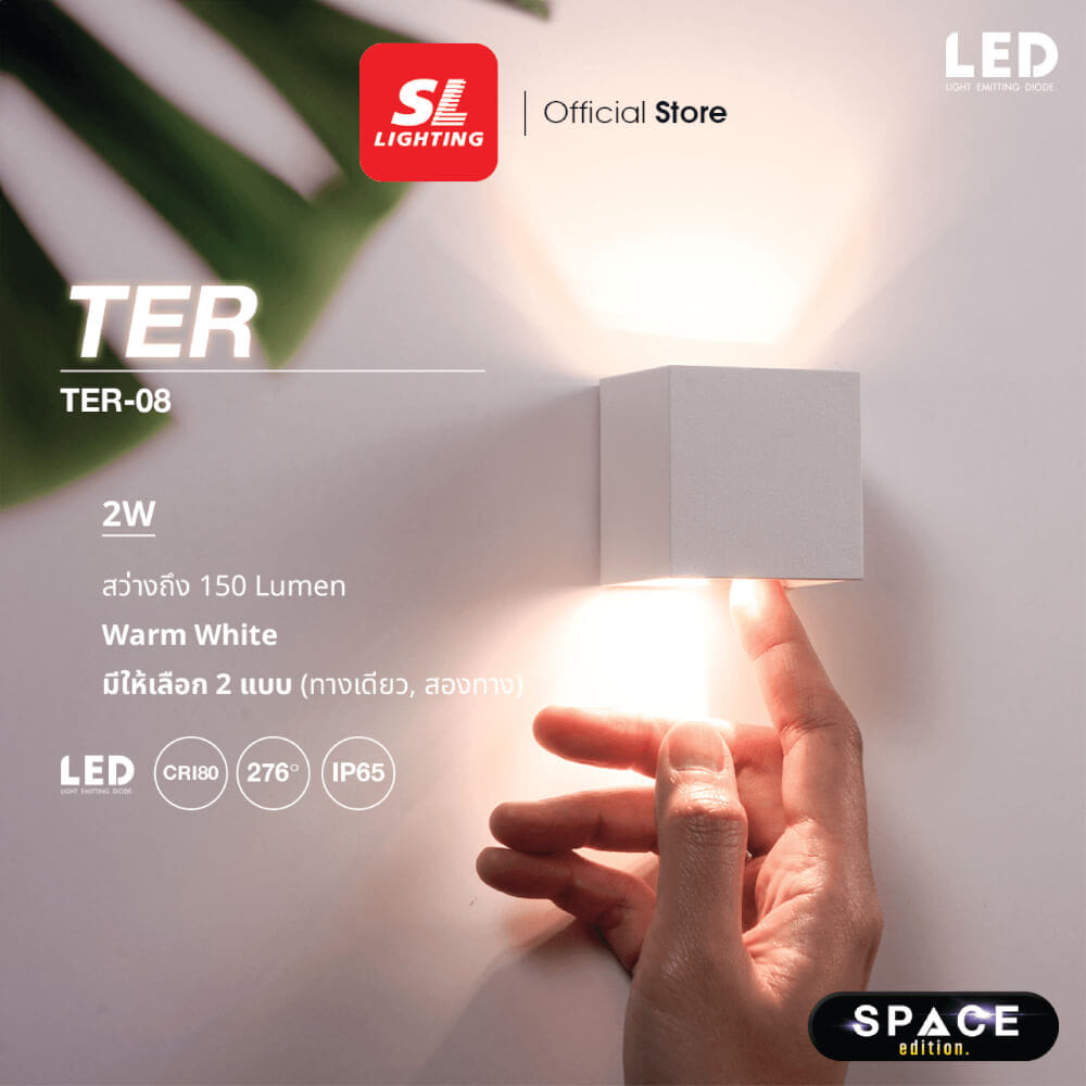 ไฟผนังภายนอก LED SL LIGHTING TER-08 2 วัตต์ WARM WHITE สีขาว
