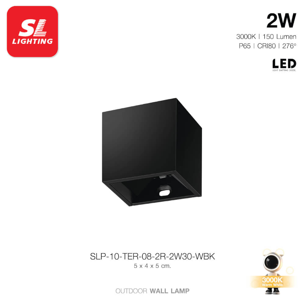 ไฟผนังภายนอก LED SL LIGHTING TER-08-2R 2 วัตต์ WARM WHITE สีดำ