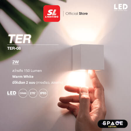 ไฟผนังภายนอก LED SL LIGHTING TER-08 2 วัตต์ WARM WHITE สีขาว_5
