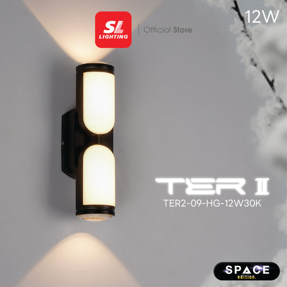 ไฟผนังภายนอก LED SL LIGHTING TER2-HG 12 วัตต์ WARM WHITE สีดำ