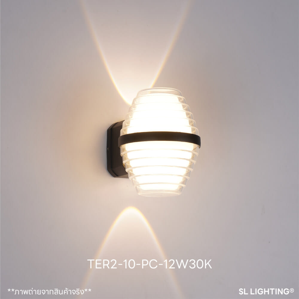 ไฟผนังภายนอก LED SL LIGHTING TER2-PC 12 วัตต์ WARM WHITE สีดำ