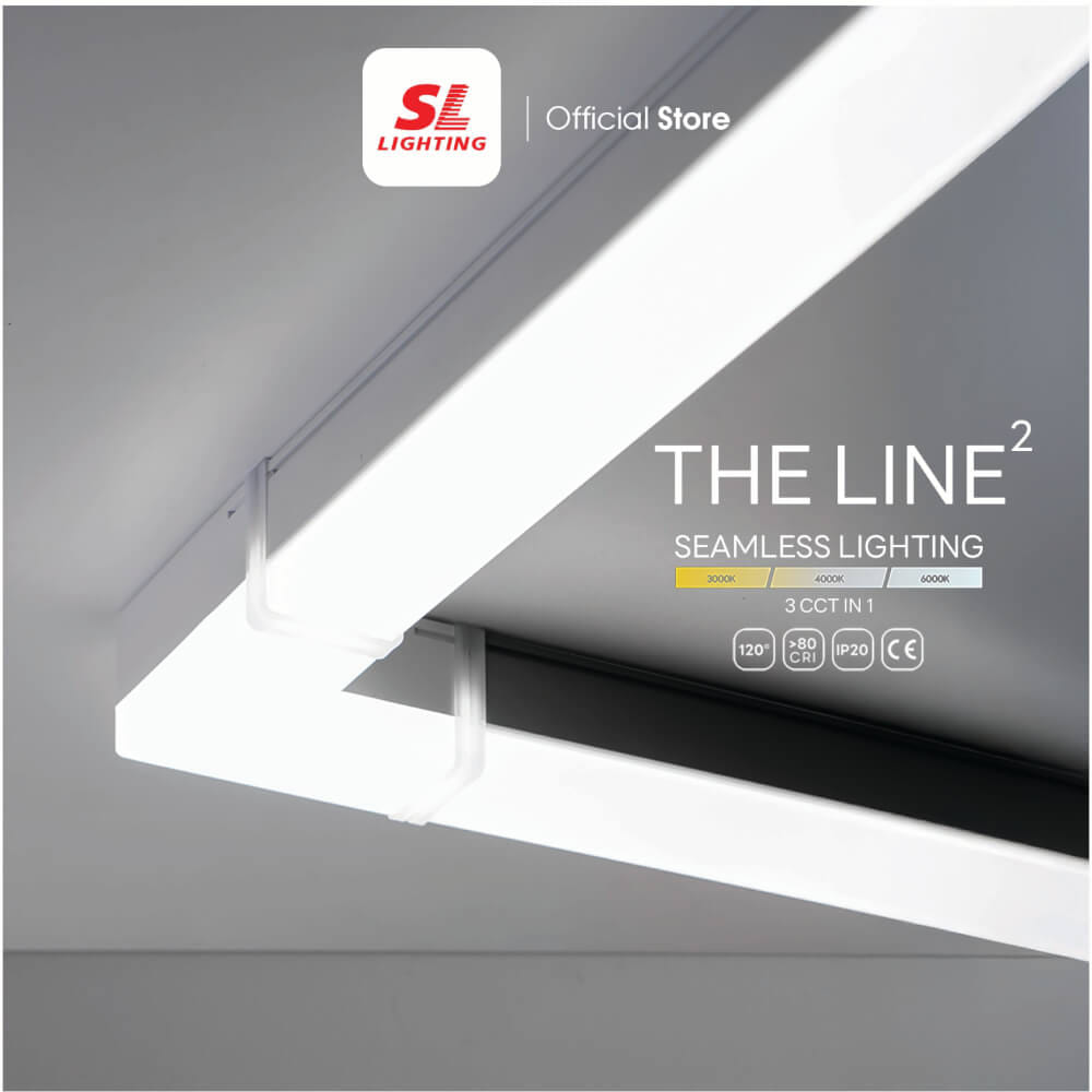 โคมไฟออฟฟิศ LED SL LIGHTING THELINE 20W 60 ซม. เปลี่ยนได้ 3 แสง สีดำ
