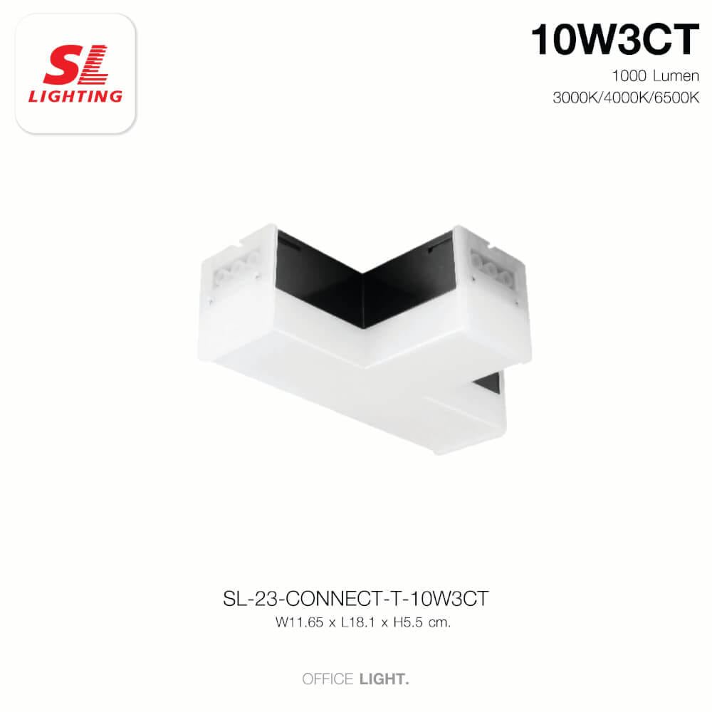 ตัวต่อโคมไฟออฟฟิศ LED SL LIGHTING THELINE 10W เปลี่ยนได้ 3 แสง 3ทาง สีดำ