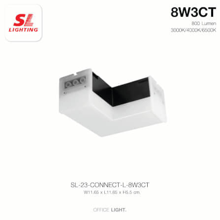 ตัวต่อโคมไฟออฟฟิศ LED SL LIGHTING THELINE 8W เปลี่ยนได้ 3 แสง 2ทาง สีดำ_1