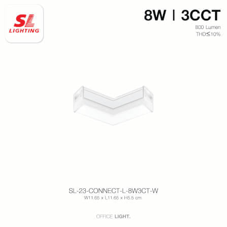 ตัวต่อโคมไฟออฟฟิศ LED SL LIGHTING THELINE 8W เปลี่ยนได้ 3 แสง 2ทาง สีขาว_1