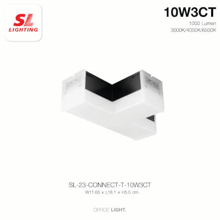 ตัวต่อโคมไฟออฟฟิศ LED SL LIGHTING THELINE 10W เปลี่ยนได้ 3 แสง 3ทาง สีดำ_1