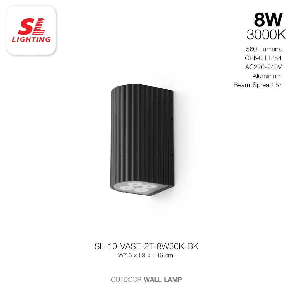 ไฟผนังภายนอก LED SL LIGHTING VASE 8 วัตต์ WARM WHITE สีดำ