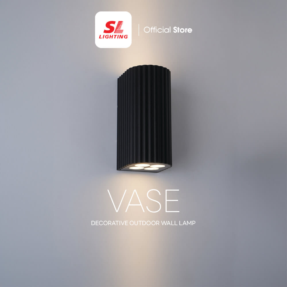 ไฟผนังภายนอก LED SL LIGHTING VASE 8 วัตต์ WARM WHITE สีดำ