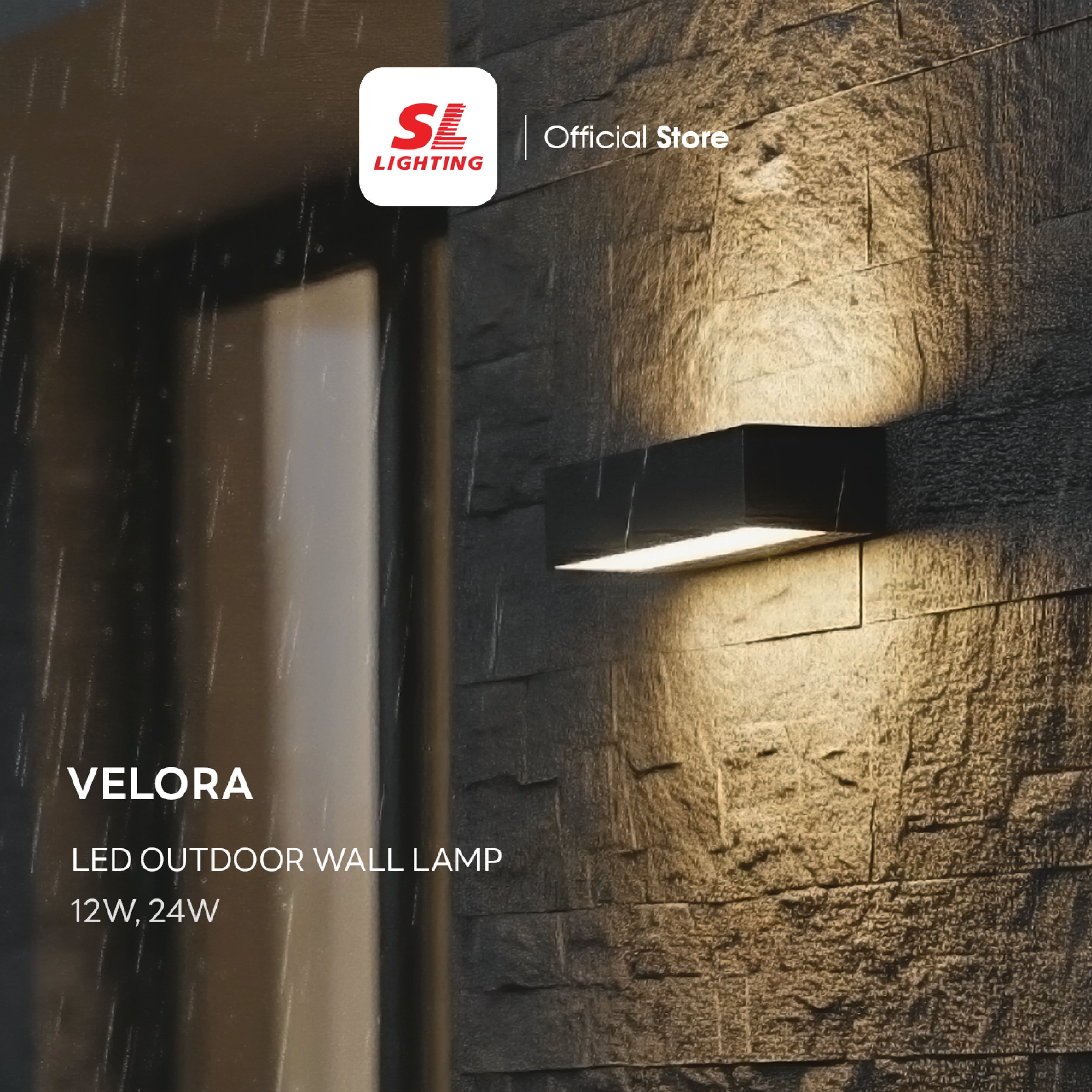 ไฟผนังภายนอก LED SL LIGHTING VELORA 12 วัตต์ ส่อง 1 ทาง WARM WHITE สีดำ