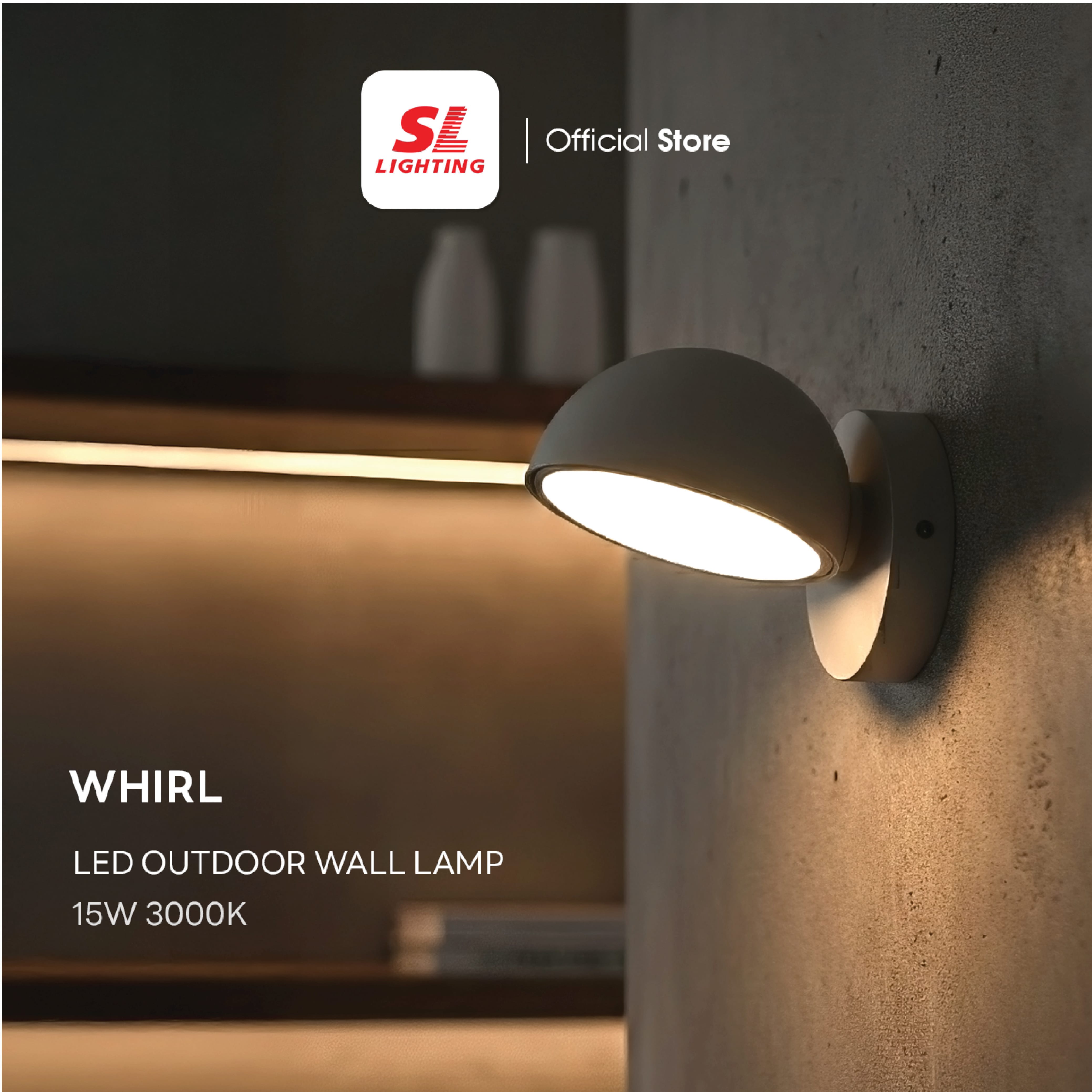 ไฟผนังภายนอก LED SL LIGHTING WHIRL 15 วัตต์ WARM WHITE สีเทา