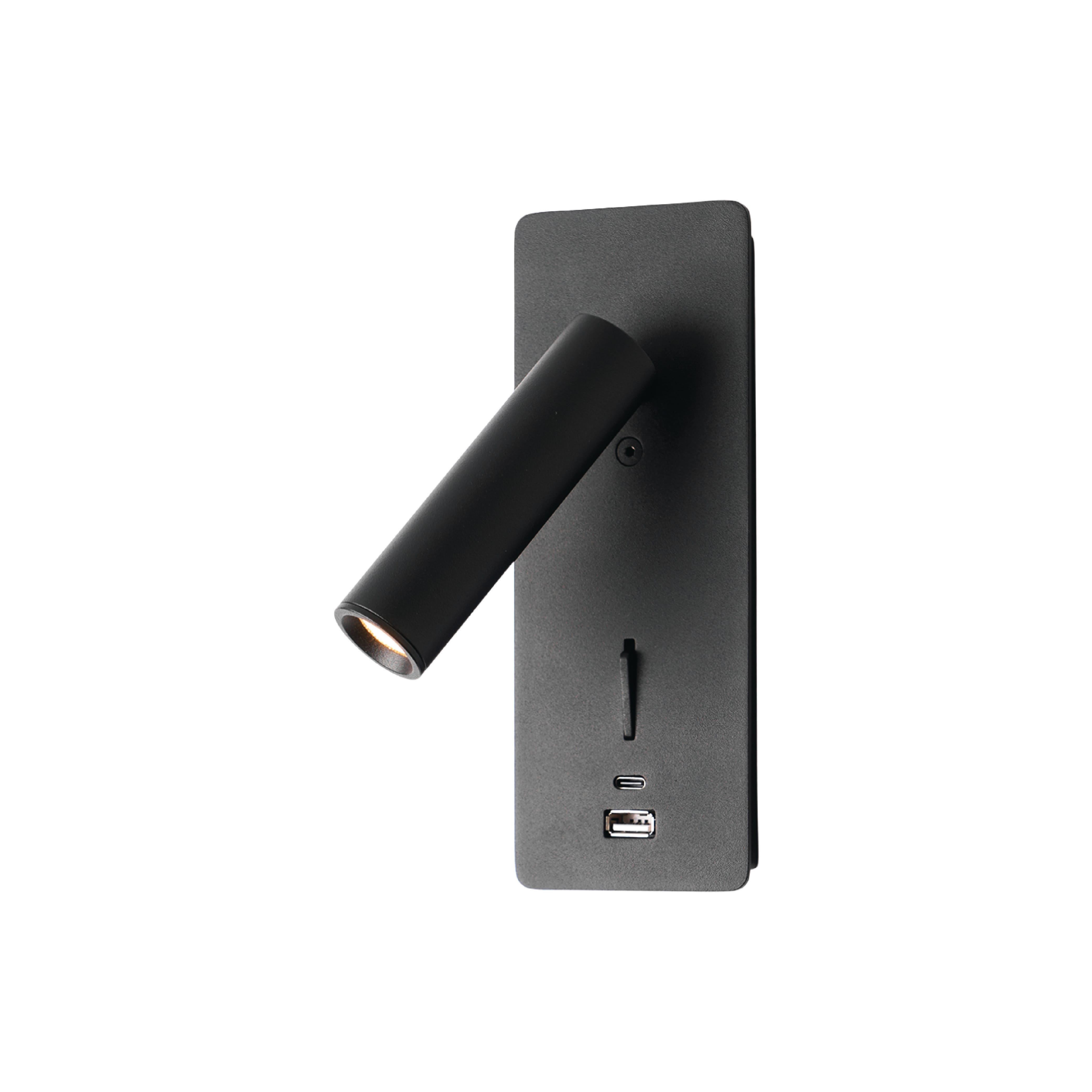 ไฟหัวเตียง LED SL LIGHTING YATAK 3 วัตต์ WARM WHITE พอร์ตชาร์จ USB & Type-C สีดำ