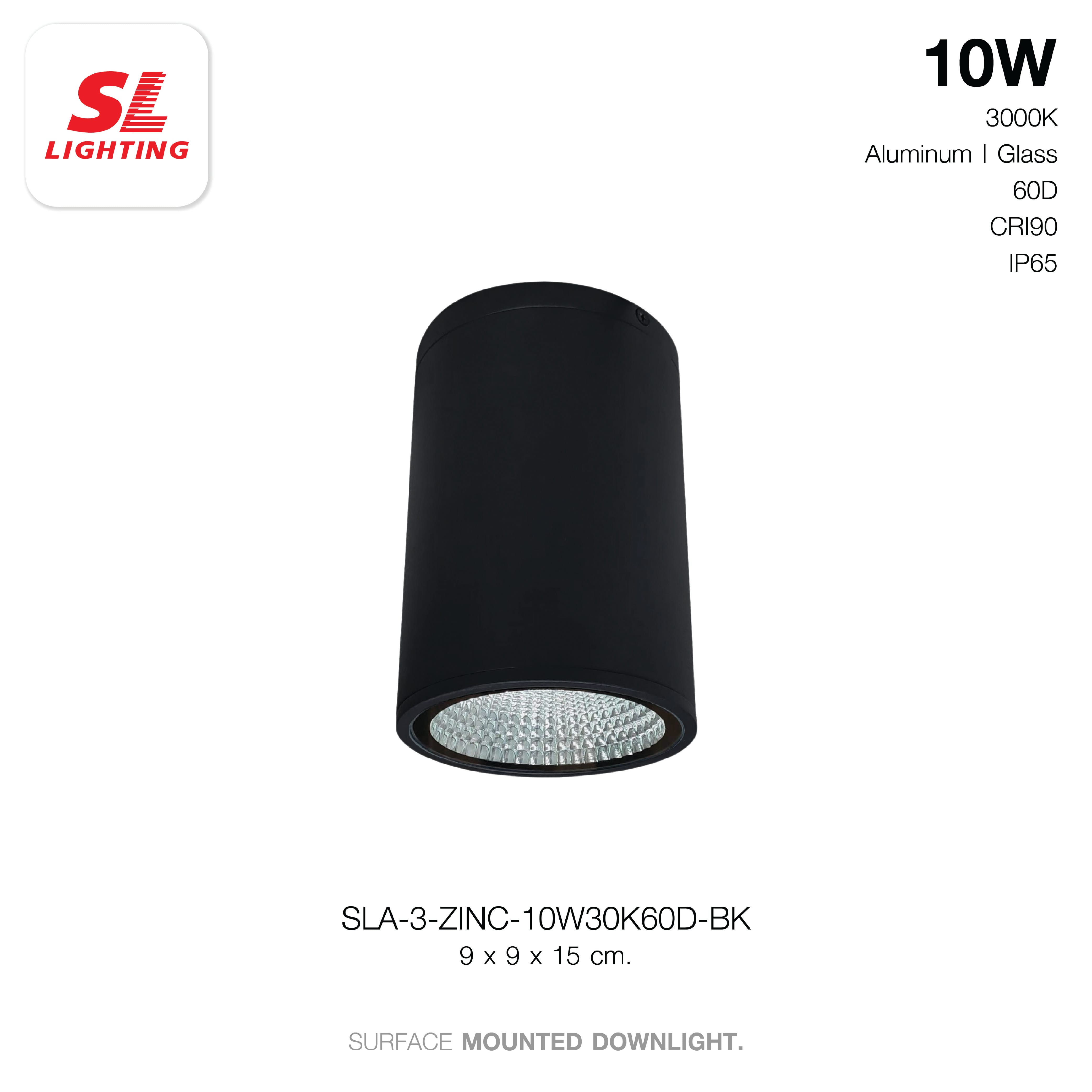 ดาวน์ไลท์ SL LIGHTING ZINC กลม 10 วัตต์ WARM WHITE สีดำ มุมกระจายแสง 60 องศา_6