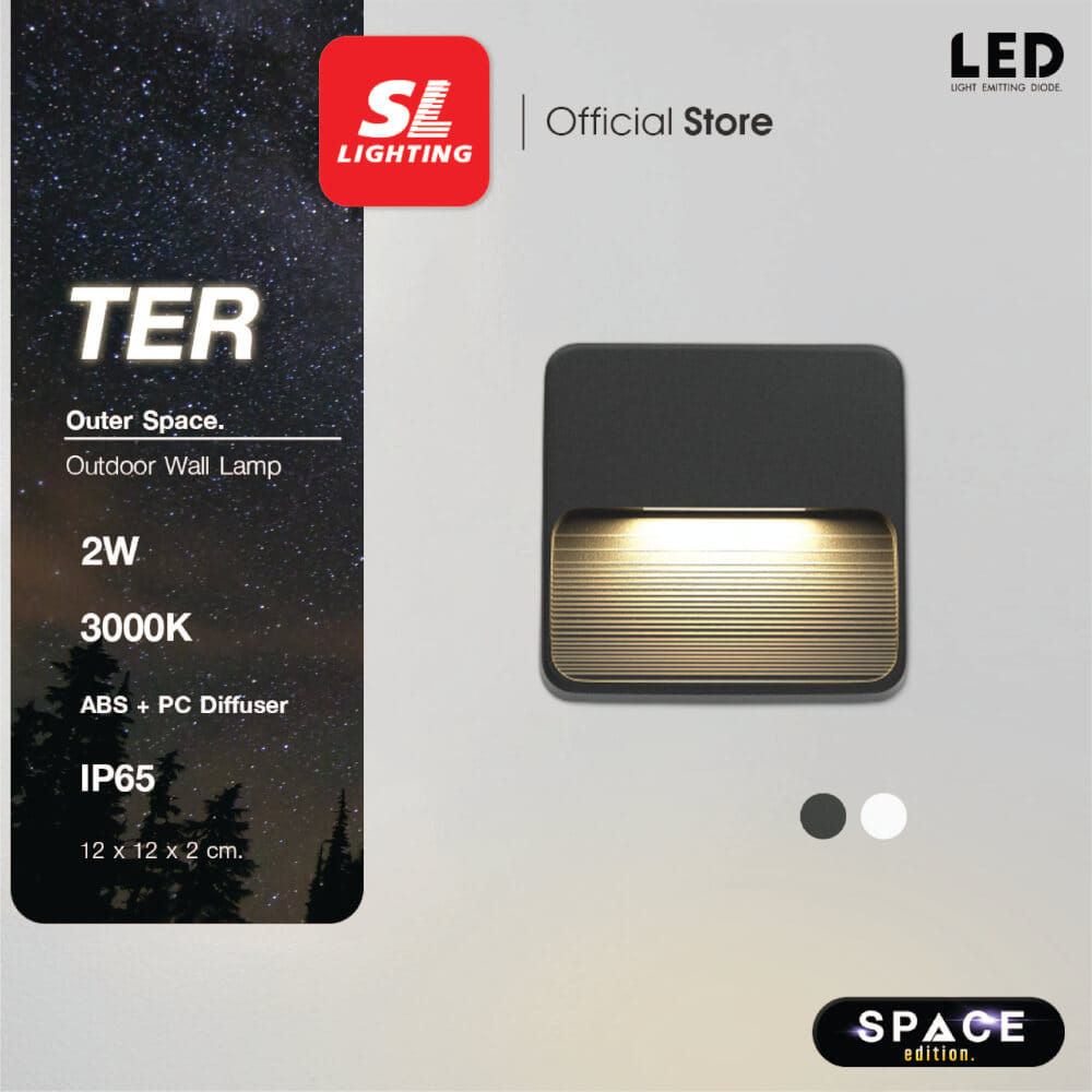 ไฟผนังภายนอก LED SL LIGHTING TER-03 2 วัตต์ WARM WHITE สีดำ