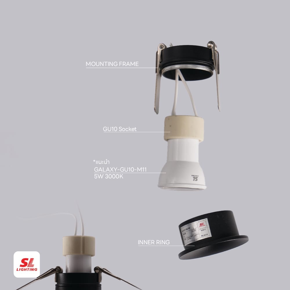 ดาวน์ไลท์ SL LIGHTING 511 MR11 GU10 ทรงกลม สีดำ
