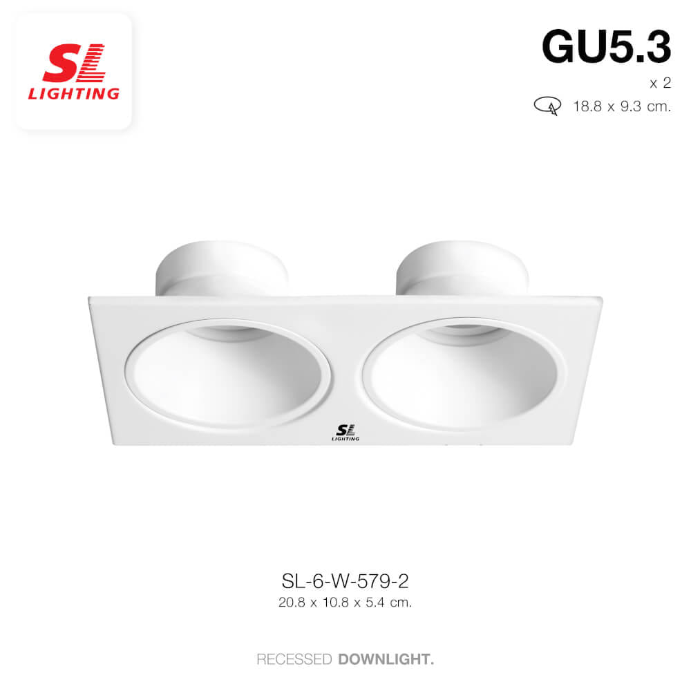 ดาวน์ไลท์ SL LIGHTING 579-2 ทรงสี่เหลี่ยม สีขาว