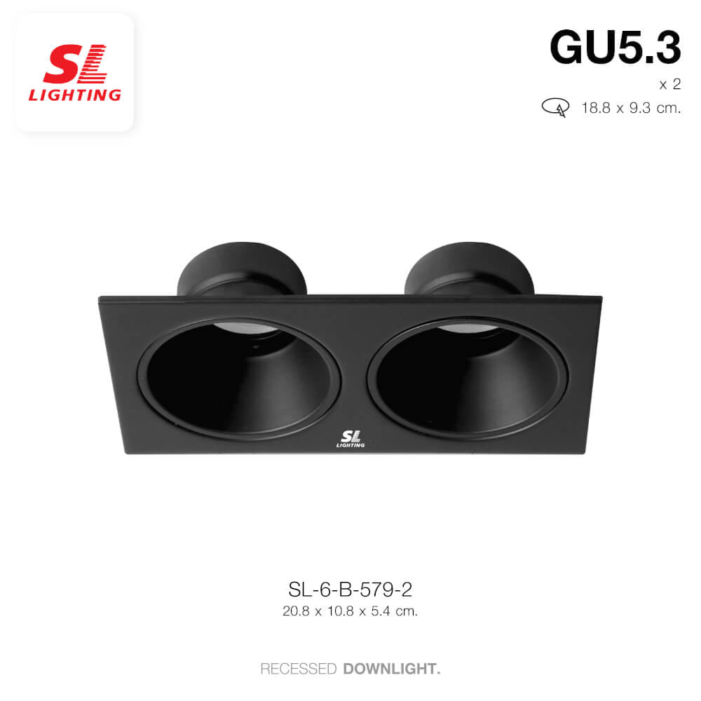 ดาวน์ไลท์ SL LIGHTING 579-2 ทรงสี่เหลี่ยม สีดำ
