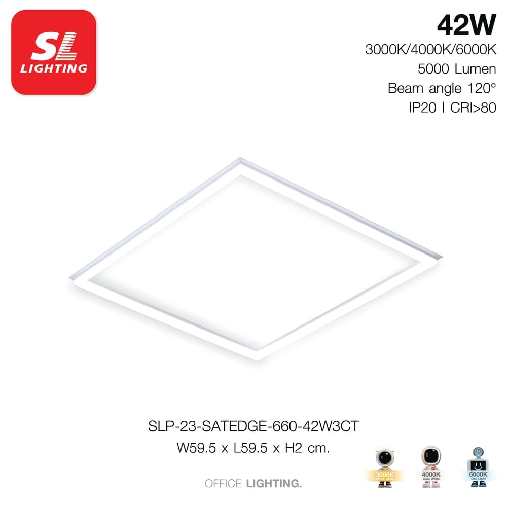 ดาวน์ไลท์ LED SL LIGHTING SATEDGE 42 วัตต์ 3CCT สีขาว