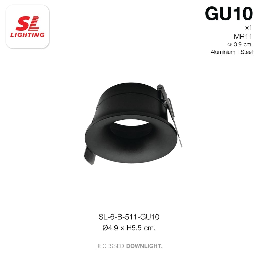ดาวน์ไลท์ SL LIGHTING 511 MR11 GU10 ทรงกลม สีดำ