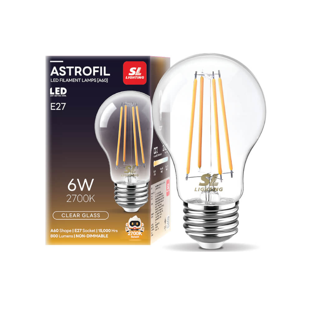 หลอด LED ฟิลาเมนต์ SL LIGHTING CLEAR GLASS A60 6 วัตต์ WARMWHITE E27_4