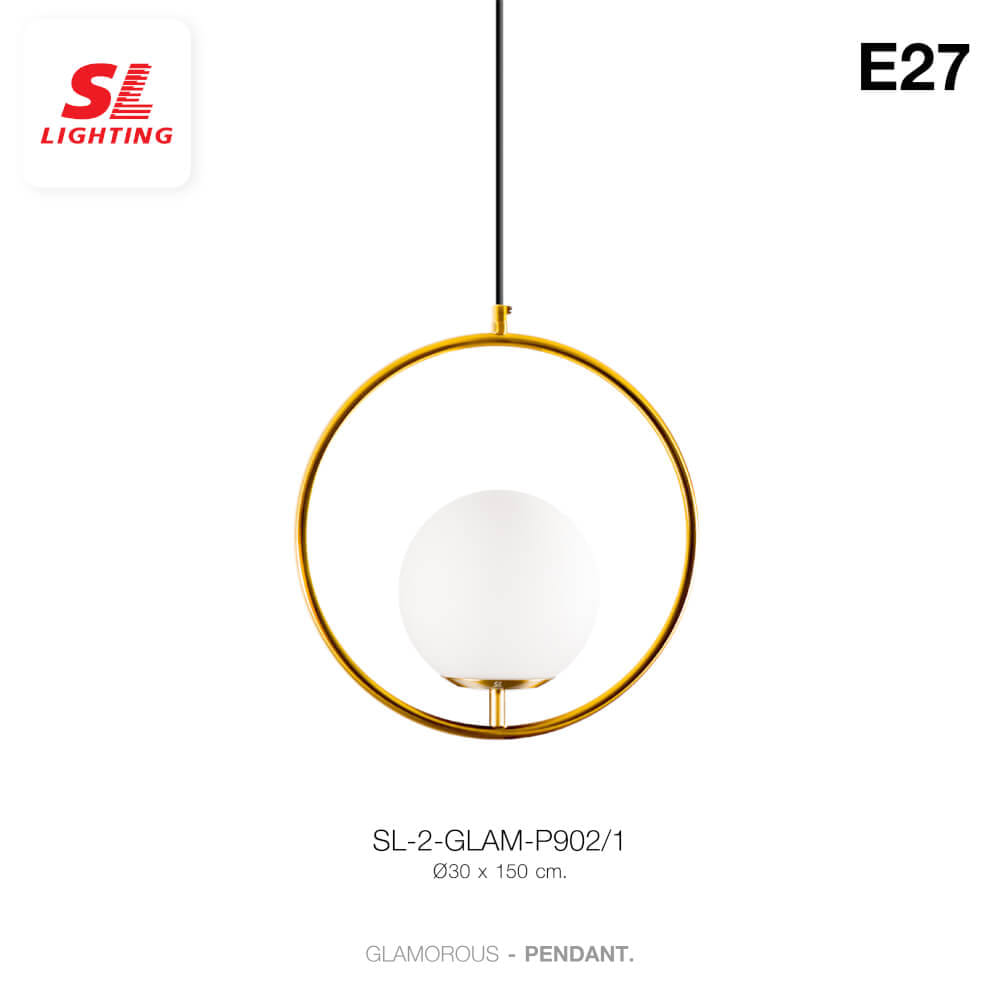 ไฟช่อ สไตล์ GLAMOROUS SL LIGHTING รุ่น GLAM-P902/1 E27 สีขาว/ทอง 1 หัว_4